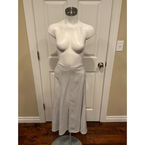 Giorgio Armani Gray Silk Pleated Midi Skirt, Size (US) 40 (EUR